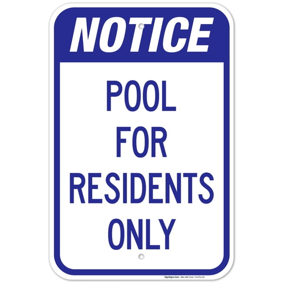 Notice Pool For Residents Only Sign, Pool Sign, Vinyl Sticker