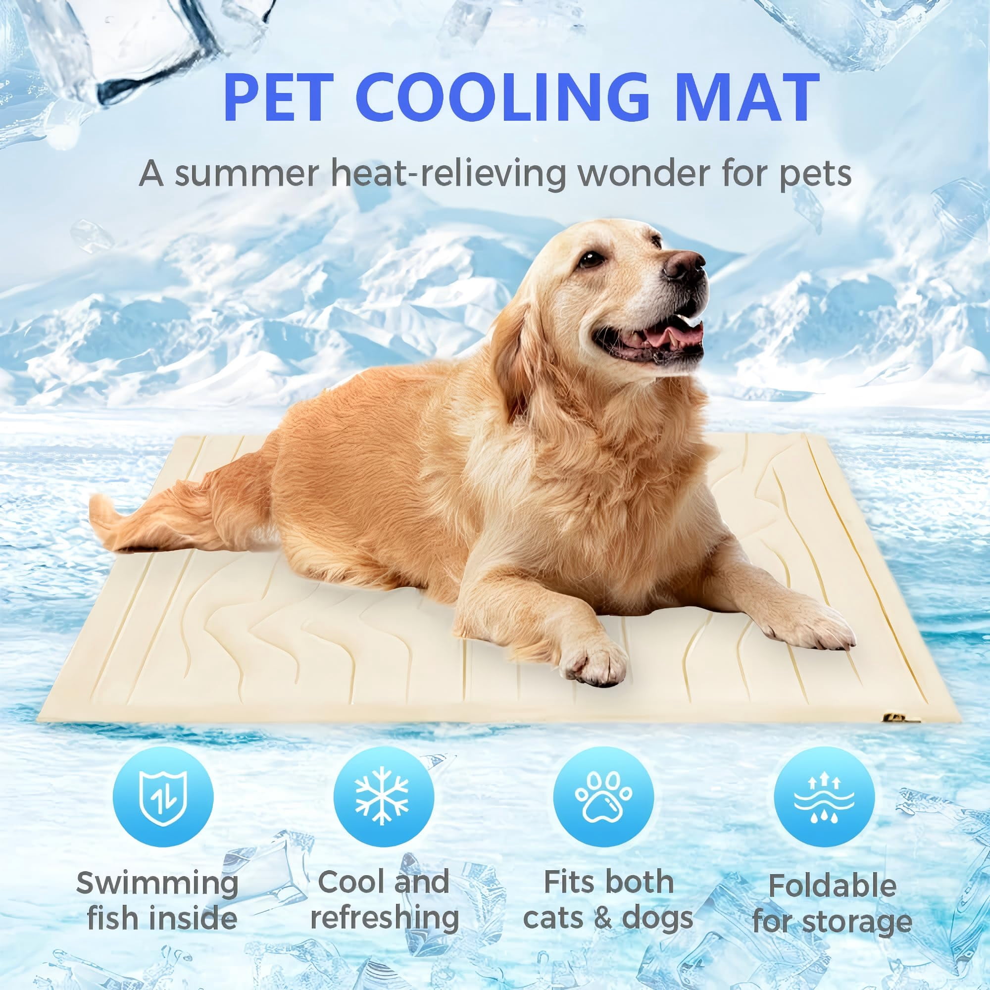 Pawlabs Cooling Mat for Dogs, Double-Sided Portable Dog Cool Bed for Summer Non-Slip Washable