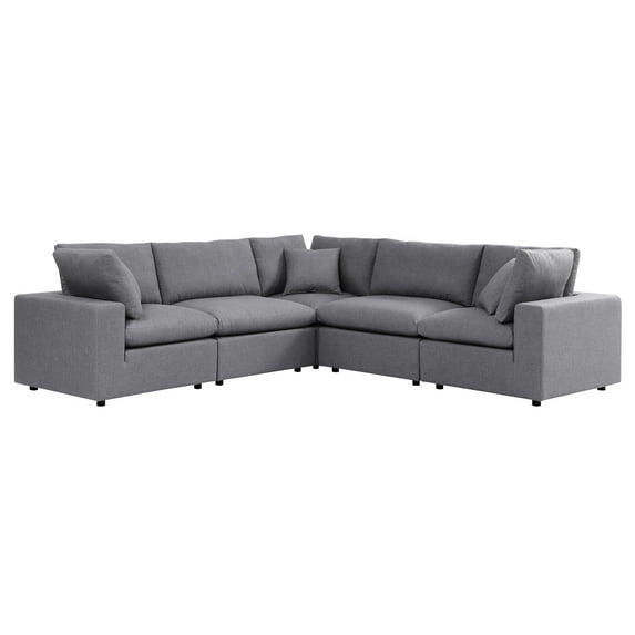 Modular Lounge Sectional Deep Sofa Set, Sunbrella, Grey Gray, Fabric, Modern Contemporary, Outdoor Patio Balcony Cafe Bistro Garden Furniture Hotel Hospitality