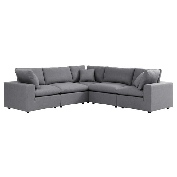 Modular Lounge Sectional Deep Sofa Set, Sunbrella, Grey Gray, Fabric, Modern Contemporary, Outdoor Patio Balcony Cafe Bistro Garden Furniture Hotel Hospitality