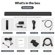 2 in 1 Separable Sound Bars for TV, Bluetooth 5.0 Surround Sound System for TV Wireless Connect, 37 Inch Soundbar for Home Theater, ARC/Optical/USB Cables & Remote TV Speakers, Wall Mountable