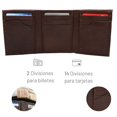 thumbnail image 4 of Cartera Hombre Piel Genuina Triple Compacta Interiores en Tela Chocolate, 4 of 7