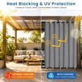 thumbnail image 6 of DONGPAI 100% Blackout Outdoor Curtains for Patio Waterproof Windproof, Linen Textured Outside Curtain with Top Grommet & Bottom Back Tab for Gazebo Porch Pergola, 100" x 96", Gray, 1 Panel, 6 of 8