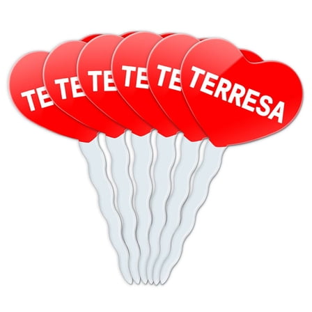 Terresa Heart Love Cupcake Picks Toppers - Set of 6