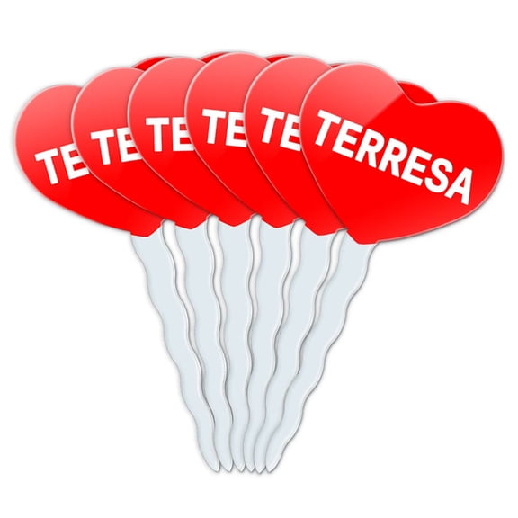 Terresa Heart Love Cupcake Picks Toppers - Set of 6