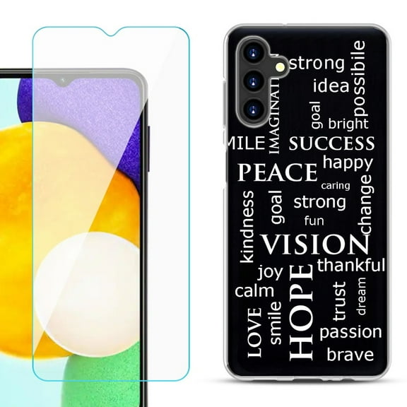 Slim-Fit TPU Fashion Phone Case for Samsung Galaxy A13 5G, with Tempered Glass Screen Protector, by OneToughShield ® - Positive Words