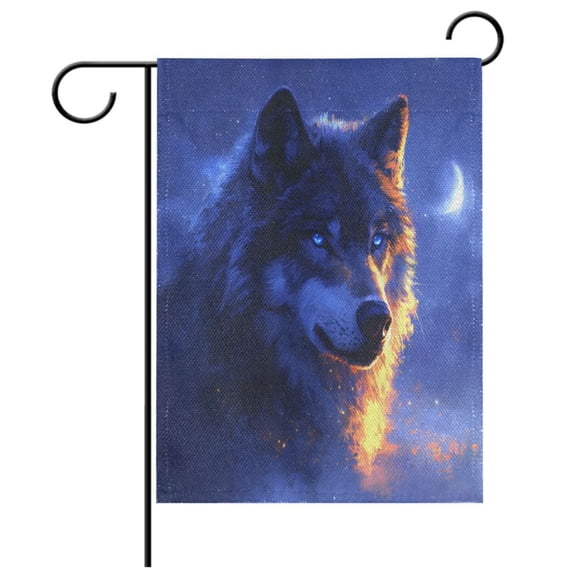 Ryvnso Wolf at Night Pattern Garden Flag 12x18 Inch Double Sided Seasonal Yard Decoration