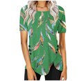 thumbnail image 1 of Blusas de Manga Corta para las Mujeres Botón Impreso Cuello Redondo Top Casual, Blusas para las Mujeres Casual, 1 of 5