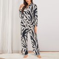 thumbnail image 2 of Pajama Sets for Women 2 Pcs, Abstract dots lines pattern Button Down Long Sleeve Sleepwear Lounge PJ Sets, 2 of 6
