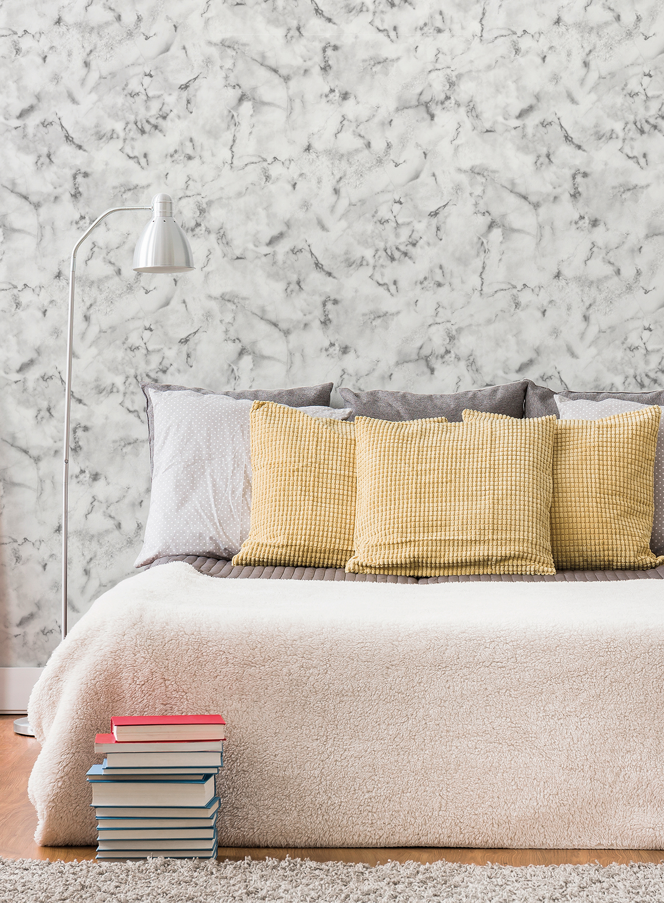 Brewster Notting Hill Light Grey Marble Paste The Wall Non Woven Wallpaper, 20.5-in by 33-ft, 56.4 sq. ft.