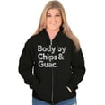 thumbnail image 3 of Body By Chips Guacamole Funny Saying Unisex Fleece Graphic Zip Up Hoodie Brisco Brands 2X, 3 of 5