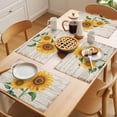 thumbnail image 5 of Sunflower Placemats Set of 4 Yellow Summer Flowers Bee Botanical Wooden Place Mats Indoor Wipeable Table Mats Washable Cloth Dining Table Placemats for Kitchen Holiday Party Home Decor 13x19 Inch, 5 of 9