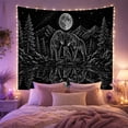 thumbnail image 2 of Three Wolves on Rocky Lakeshore with Moon and Pine Trees, Mystical Illustration for Nature Lovers, Wilderness Wall Art, Housewarming Gift Tapestry Wall Hanging for Bedroom and Living Room, 2 of 7