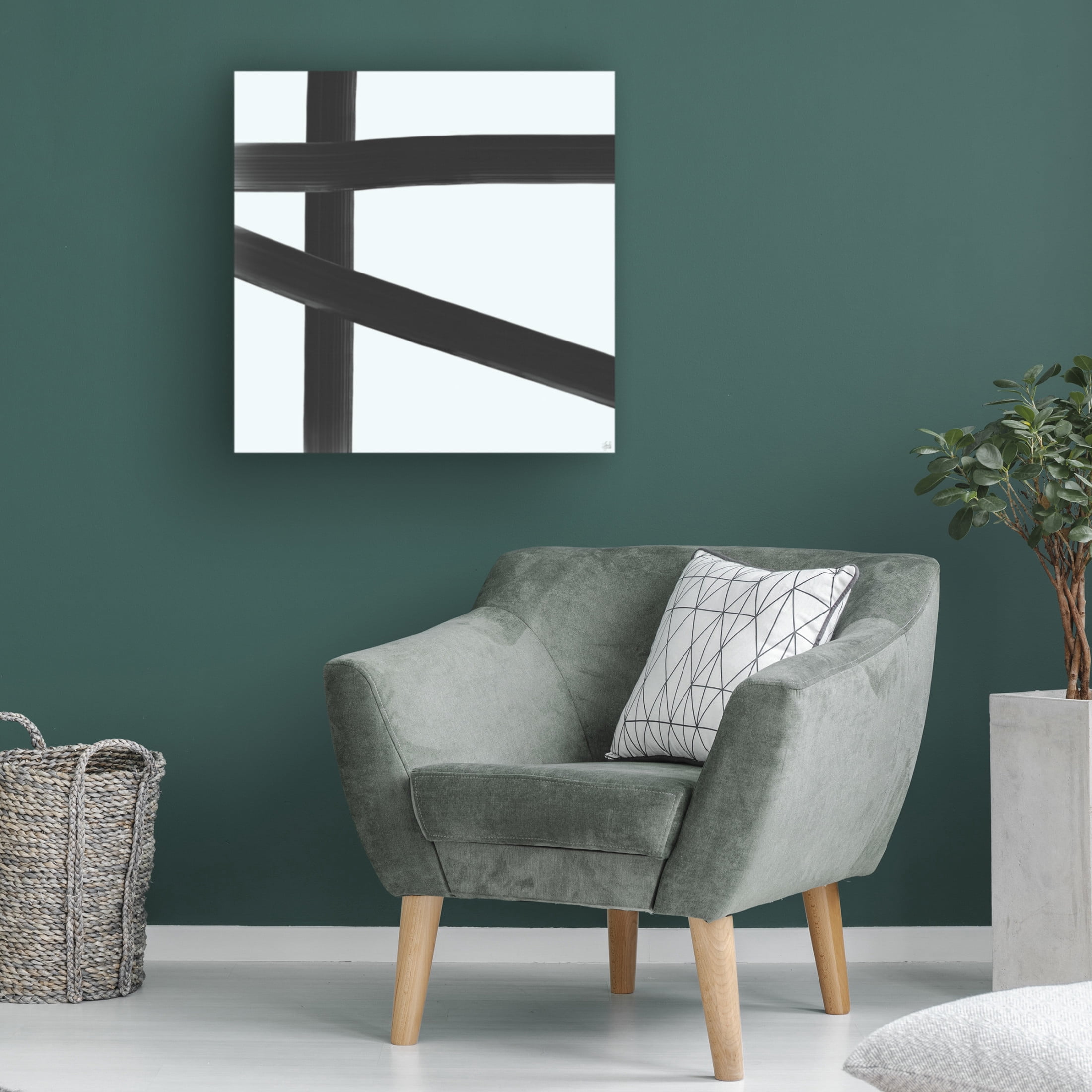 Canvas Wall Art - Line and Brush 'Three Brushed Lines 1' Wall Art for Living Room, Bedroom, or Office Décor by Trademark Fine Art - 18 x 18 Inches