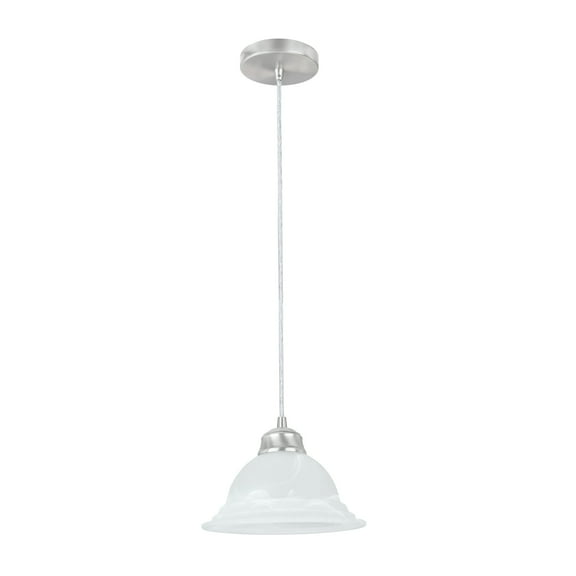 Aspen Creative 61138-11 Adjustable 1 Light Indoor Pendant Light, Alabaster Glass & Brushed Nickel Finish, 8-1/2" W x 6" H, 1 Pack