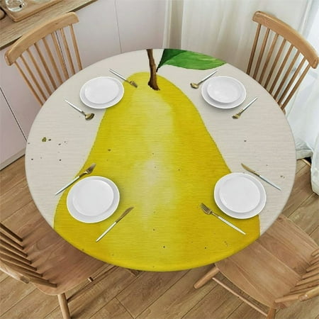 

Orinice Pear Green Leaf Minimalist Painting Round Table Cover Stain Resistant Washable Indoor Outdoor Tablecloth Kitchen Dining Wedding Parties 100% Polyester Fiber 42-46