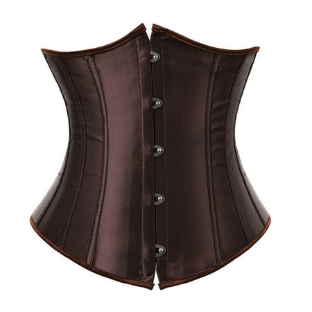 TrdSipl Corset Lingerie for Women Lace Plus Size Corset Shapewear Satin Boned Shapewear Bodysuit Vintage Waist Training Steampunk Costume Coffee L