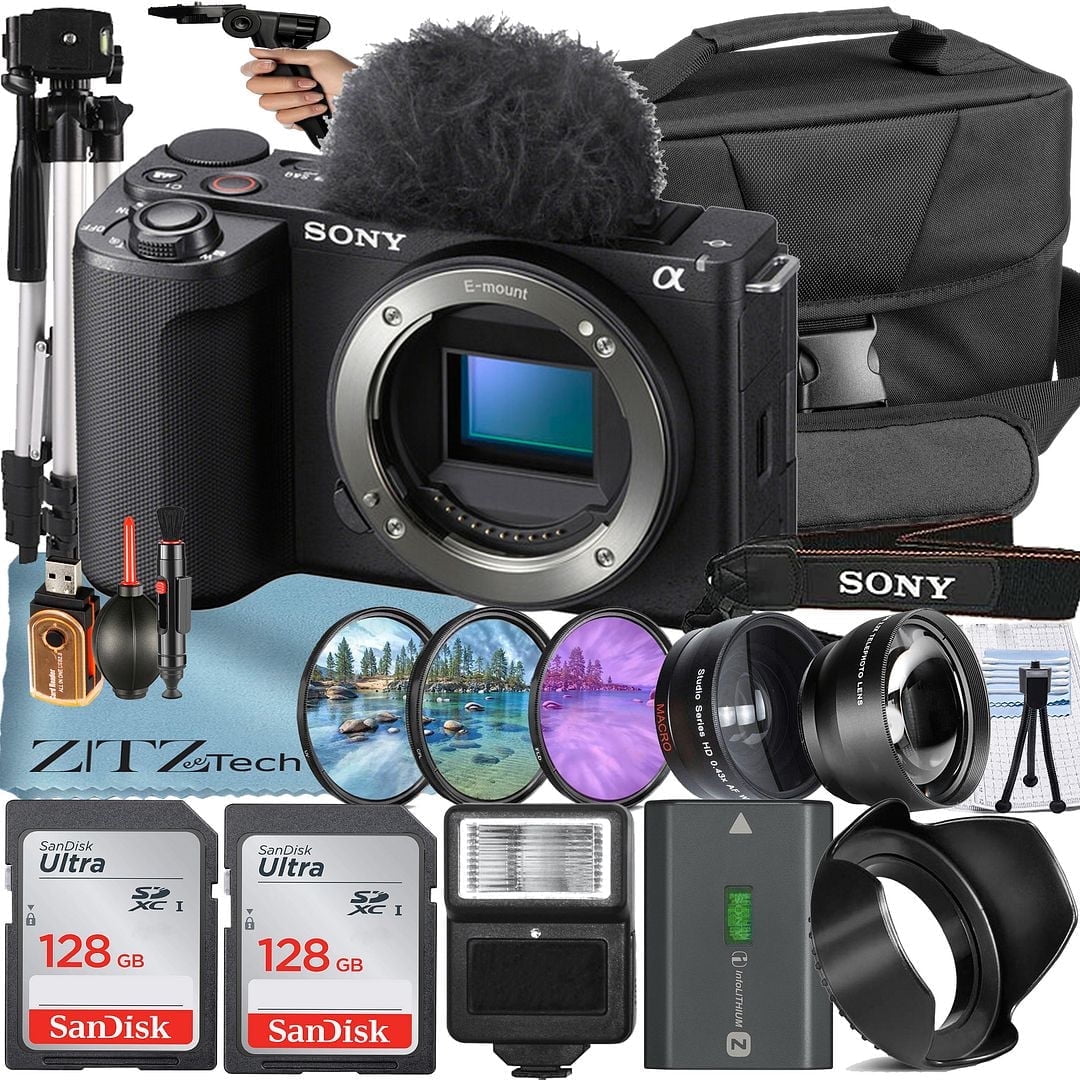 Sony ZV-E10 Mirrorless Camera with 16-50mm Lens, 64GB SD Sony ZV-E10 Mirrorless Camera with 16-50mm Lens, 64GB SD