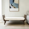 thumbnail image 2 of GZXS 52" Upholstered Chenille Bench in Beige, Mid-Century Modern Channel-Tufted Seat with Walnut Rubber Wood Frame, Easy Assembly, 2 of 8