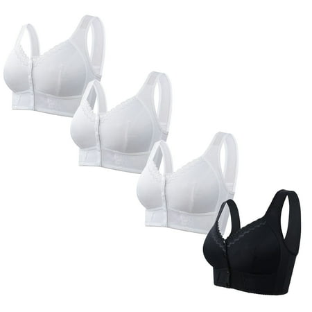 Viikei Women s Plunge Bra Deep Neckline 4PC Women s No- Bra No Front Button No-Slip Underwear Khaki XXXL