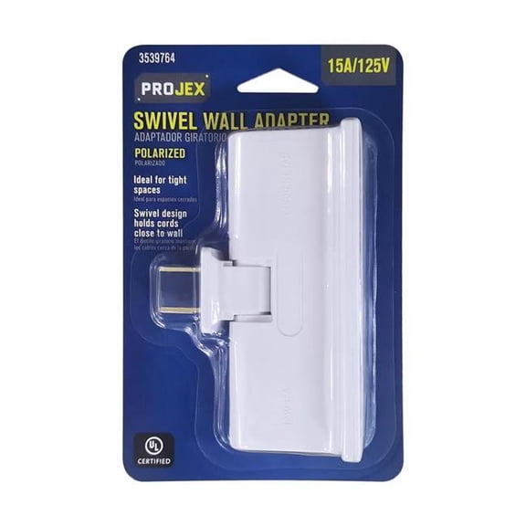 Projex 3539764 Grounded 3 Outlets Swivel Tap Adapter, White - Pack of 5