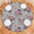 thumbnail image 2 of Pioneer Flower Floral Print Pattern Round Fitted Tablecloth with Elastic Edge,Dining Table Cover Waterproof,Outdoor Round Tablecloth for Camping,Dining,Indoor and Outdoor, 2 of 7