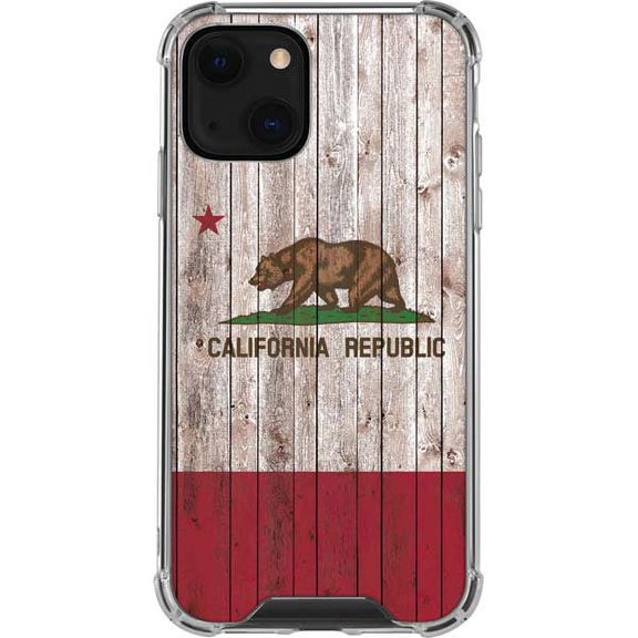Skinit Countries of the World California Flag Dark Wood iPhone 14 Plus Clear Case