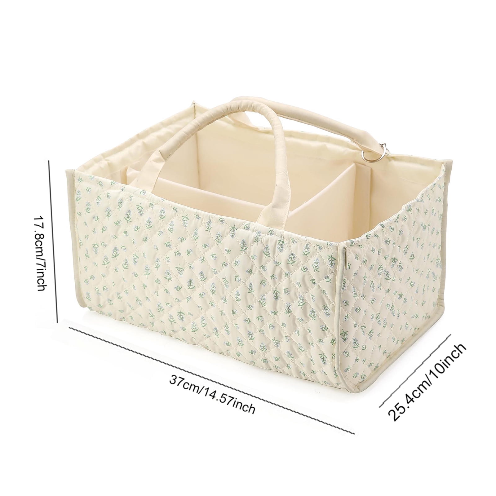 Baby Diaper Caddy Organizer, with Removable Divider Portable Stylish Nursery Storage Basket, Newborn Essentials, Newborn Caddie Car Travel，Botanical Floral