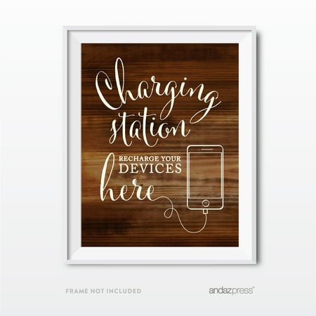 Recharge Station - Charging Station Rustic Wood Wedding Party Signs