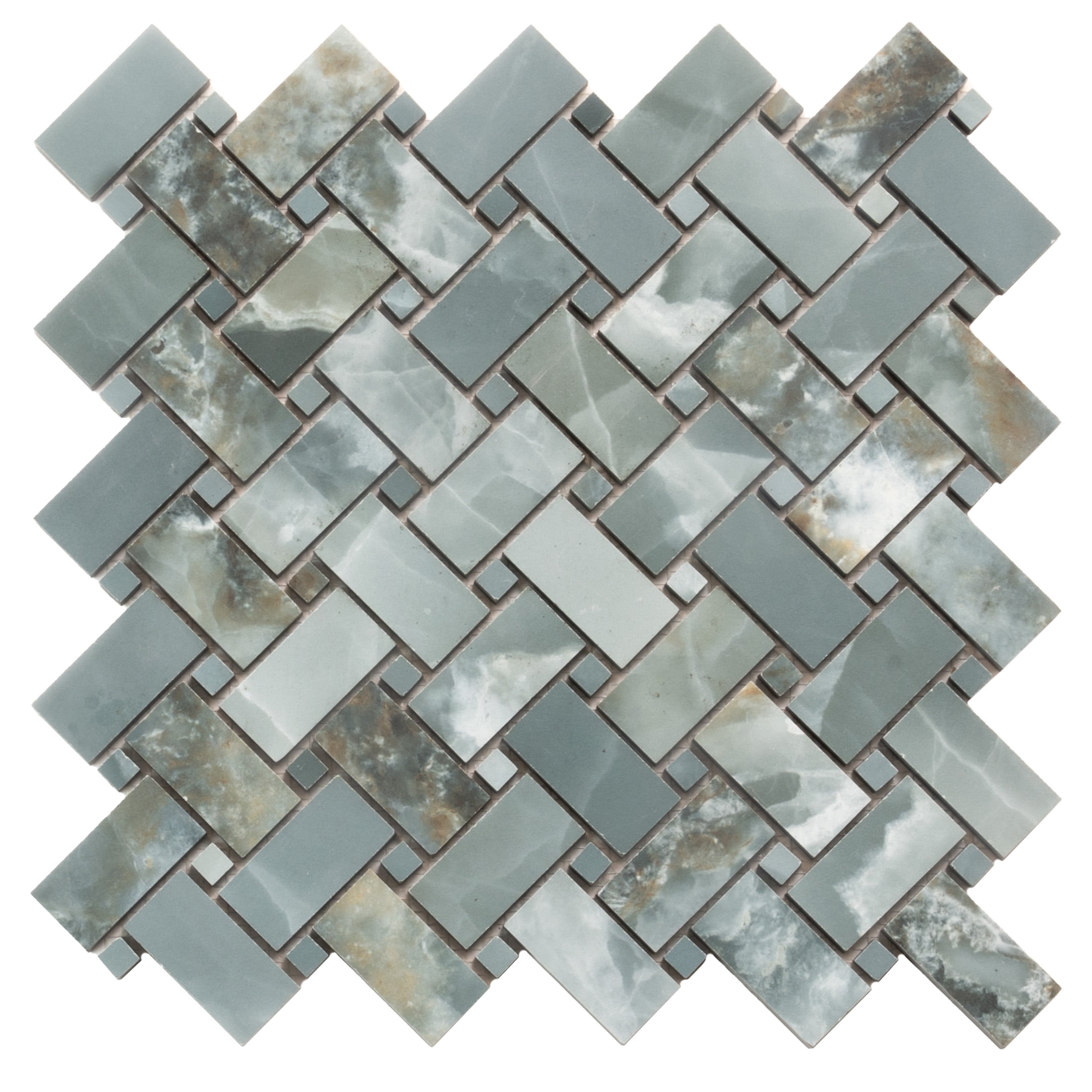 Splendor 11.81 in. x 11.81 in. Matte Green Porcelain Mosaic Wall and Floor Tile (4.84 sq. ft./case) (5-pack)