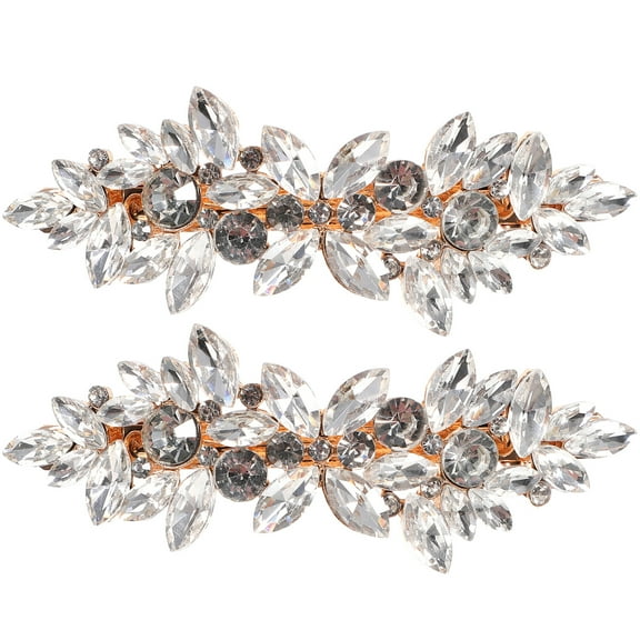 OUNONA 2 Pcs Rhinestones Hair Clips for Women Barrette Bride