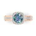 thumbnail image 2 of 2.7ct round cut blue moissanite 18k rose gold halo Bridal Wedding Engagement Promise Anniversary Ring for Women size 8, 2 of 7