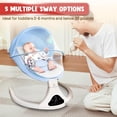 thumbnail image 4 of Columpio eléctrico para bebés y niños pequeños | Columpio portátil para bebés con control remoto, balancín con 5 velocidades, arnés de 3 puntos, 3 posiciones de asiento para bebés y niñas (azul), 4 of 6