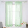 thumbnail image 2 of Solid Color Transparent Tulle Window Sheer Window Screen Voile Curtains for Wedding Bedroom 100x200cm (Green), 2 of 8