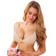 thumbnail image 2 of INSPIRE CHIC Women's Plunge Push Up Underwire Bra Lace Trim Adjustable Straps Comfort No Show Everyday Bra C 38 Beige, 2 of 2