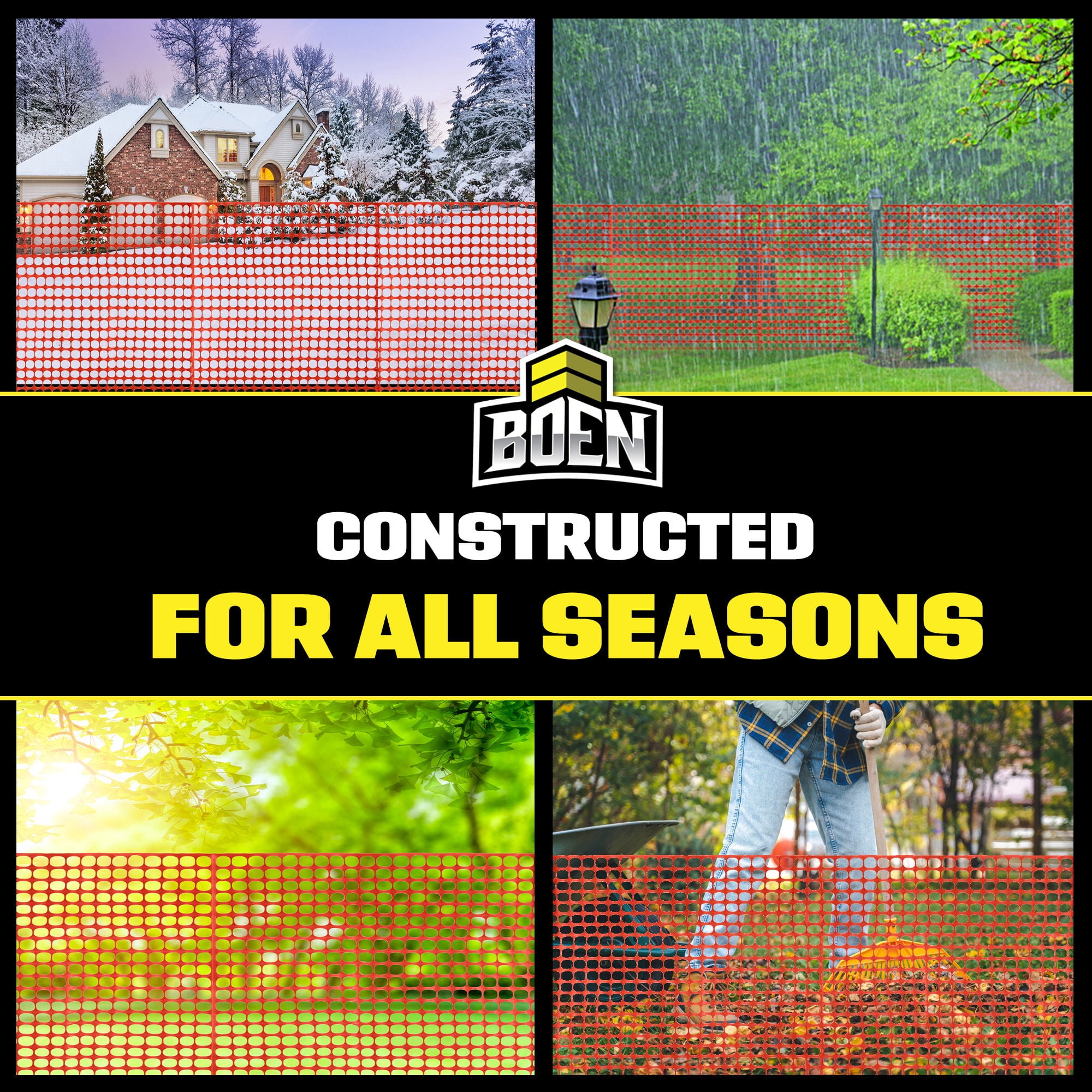 BOEN 4' x 50' Heavy-Duty Orange Plastic Mesh Snow Fence for Garden, Deer and Pets