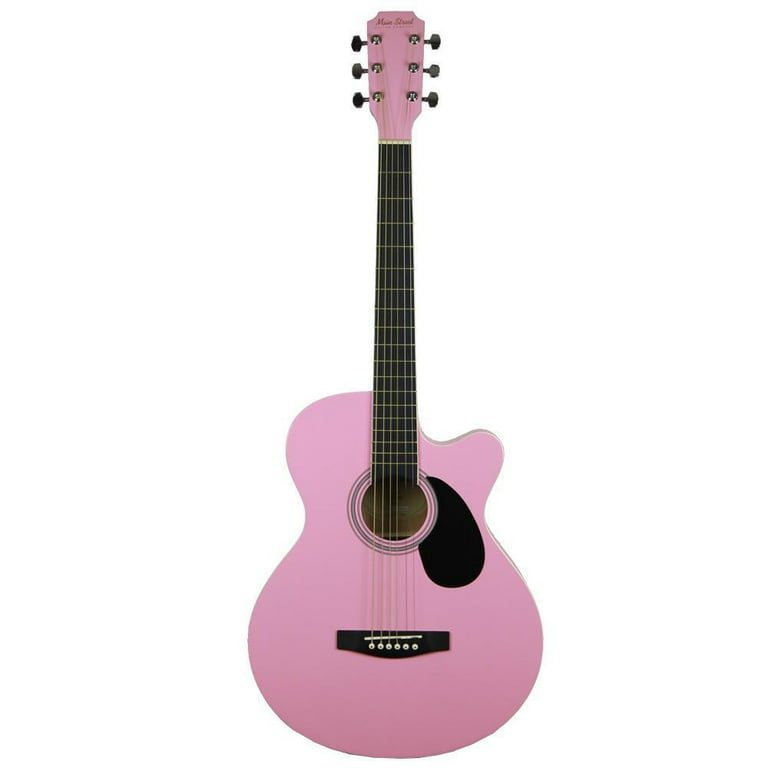 Main Street Guitars MAS38PNK 38-Inch Cutaway Acoustic Guitar with High  Gloss Pink Finish 