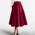 thumbnail image 2 of Women's Vintage Style Midi Skirt with Hidden Side Pockets and Flared Hem, Soft Stretch Fabric for All Day Comfort Wine S, 2 of 7