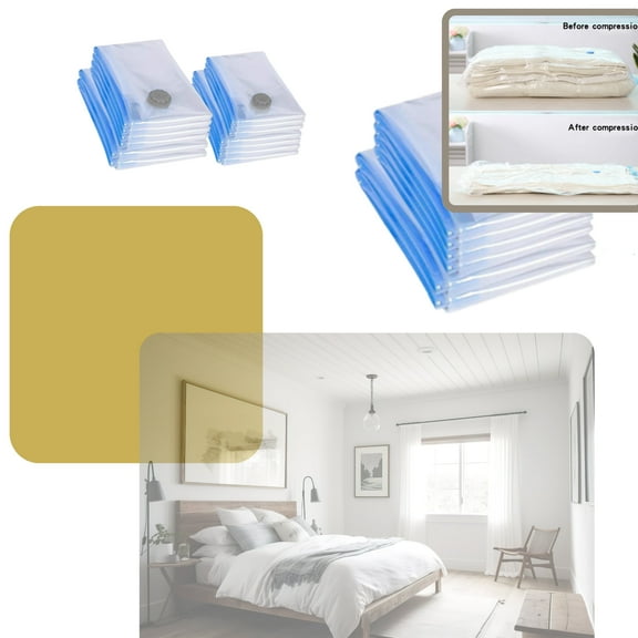 QQbed 5 Pack Extra Large Vacuum Storage Bags, Thick Durable Space Saver for Clothes & Bedding