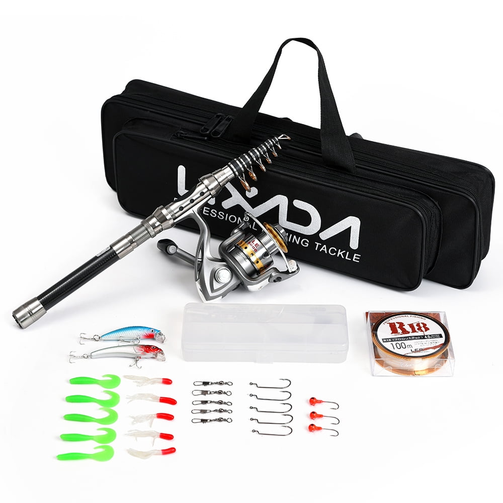 Blusea Fishing Rod Reel Combo Full Kit Spinning Reel with Hooks Storage Bag B1V0 