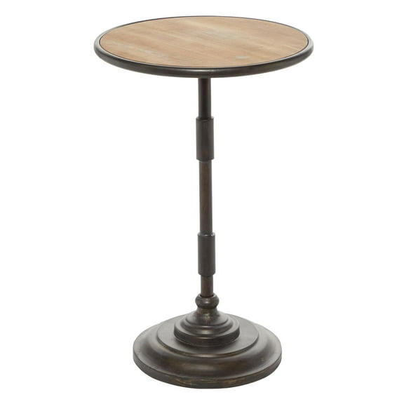 DecMode 16" x 25" Bronze Metal Accent Table with Brown Wood Top, 1-Piece