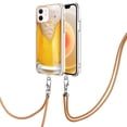 thumbnail image 2 of for iPhone 12 Crossbody Strap Phone Case, Anti-Fall Pattern Clear Design Transparent Soft & Flexible TPU Drop and Shockproof Protective Cover with Adjustable Nylon Neck Strap, Draft Beer, 2 of 7