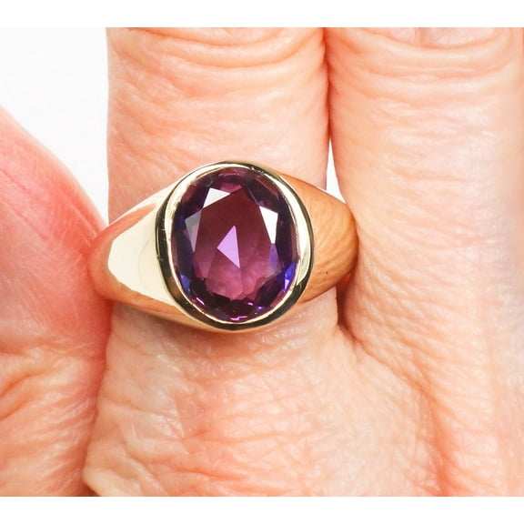 Natural Certified Purple Amethyst Gemstone 925 Sterling Silver 14K Yellow Gold Plated Handamde Ring For Woman And Men's Birthstone gift Ring