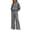 Gray, variant on Linen Sets for Women 2 Piece Long Sleeve Lapel Button up Shirt Wide Leg Cotton Breathable Pants Suits with Pockets Black