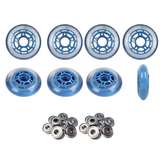 Players Choice Hockey Wheels 80mm 78A Soft Inline Skate Blue 8 Pack with ABEC 5 Bearings