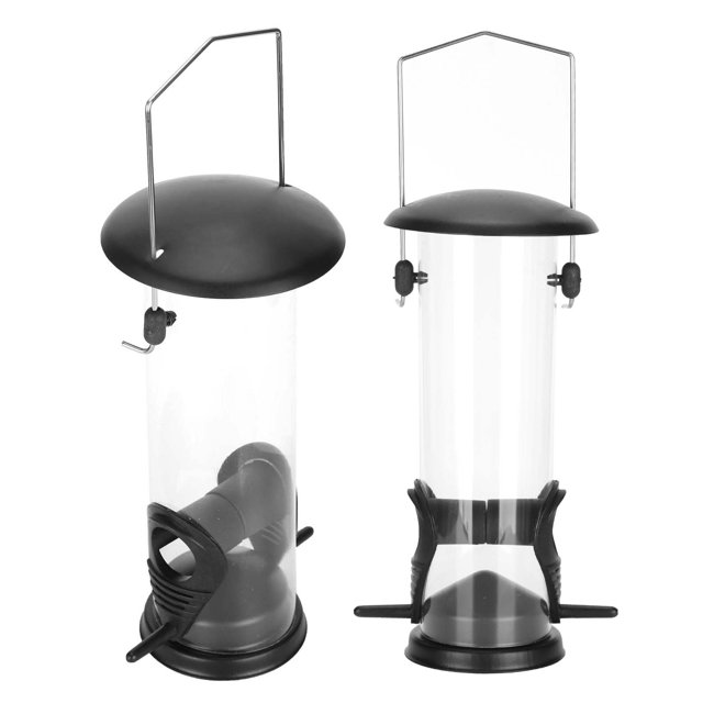 Outdoor Bird Hanging Feeder Small Bird 2 Port Plastic Hanging Feeding Tube WindProof
