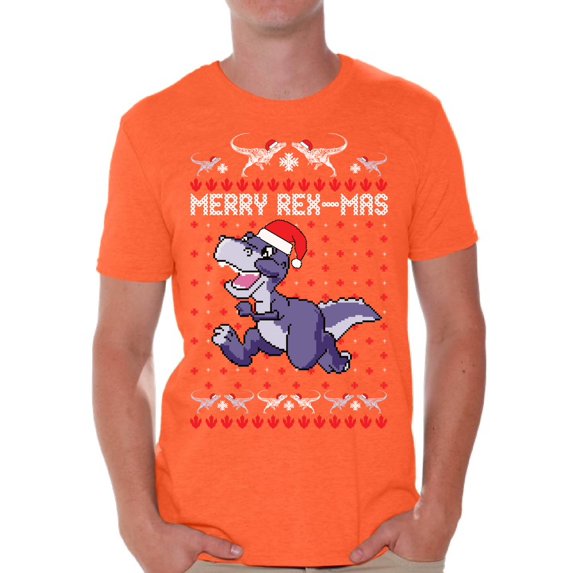 Awkward Styles Merry Rex-Mas Tshirt for Men Rexmas Men's Shirt Funny Christmas Shirts Christmas Dinosaur T-Shirt Dinosaur Ugly Christmas T Shirt Men's Dinosaur Tshirt for Christmas Xmas Party Gifts