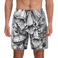 thumbnail image 2 of Goofa Monochrome Botanical Illustration Printed Men's Swim Trunks Board Shorts Quick Dry Mens Swimming Trunks with Compression Liner,Breathable Fit Hawaii Beach Shorts-Small, 2 of 9