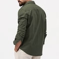 thumbnail image 5 of NOLDARES Men's Casual Button Up Shirt Long Sleeve Untucked Shirt Stretch Denim Dress Shirt with Pockets(Green,L), 5 of 5
