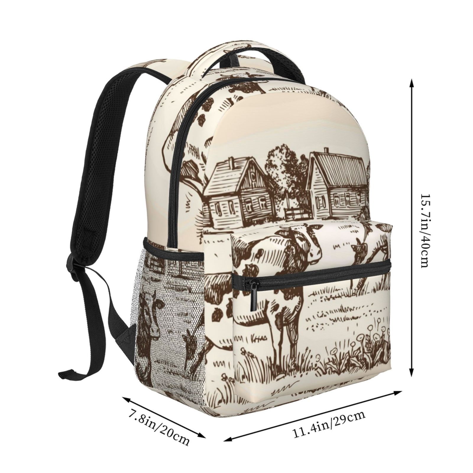 Horeoi Cows On The Farm Print Eco-Friendly Lightweight Student Backpack for School Travel - Ergonomic Padded Laptop Compartment & Multi-Pocket Design